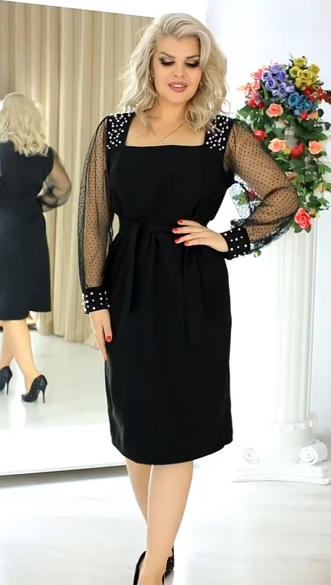 Нарядное чёрное платье "Жемчуг"